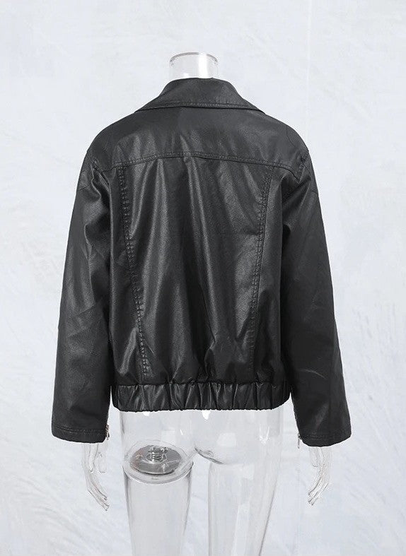 Alabama Faux Leather Bow Biker Jacket