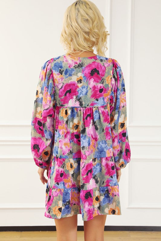 Delilah Floral Bubble Sleeve Dress