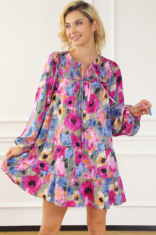 Delilah Floral Bubble Sleeve Dress