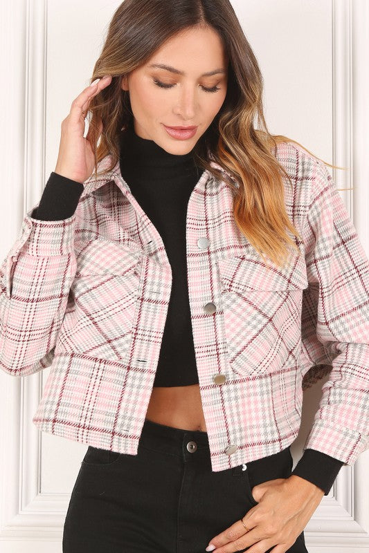 Serena Plaid Crop Jacket