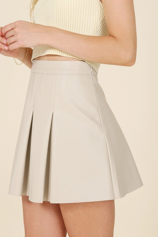 Heidi Vegan Leather Pleated Skirt