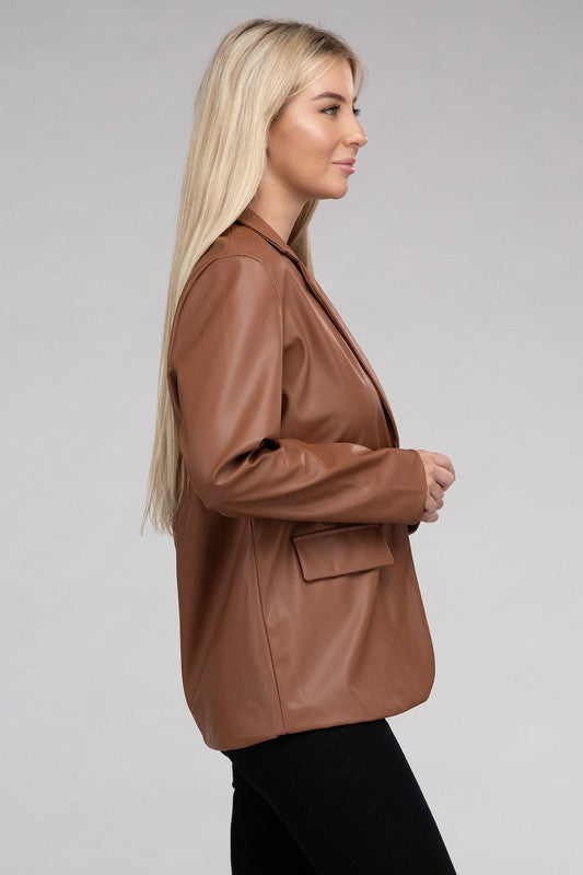 Tiffany Pu Leather Blazer