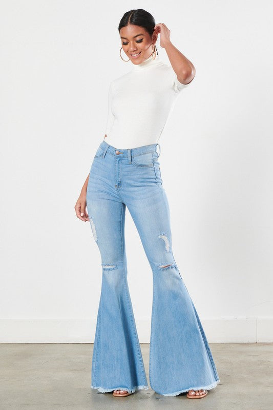 Reina Distressed Flare Jeans