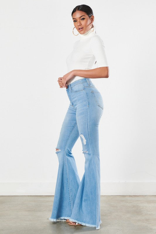 Reina Distressed Flare Jeans