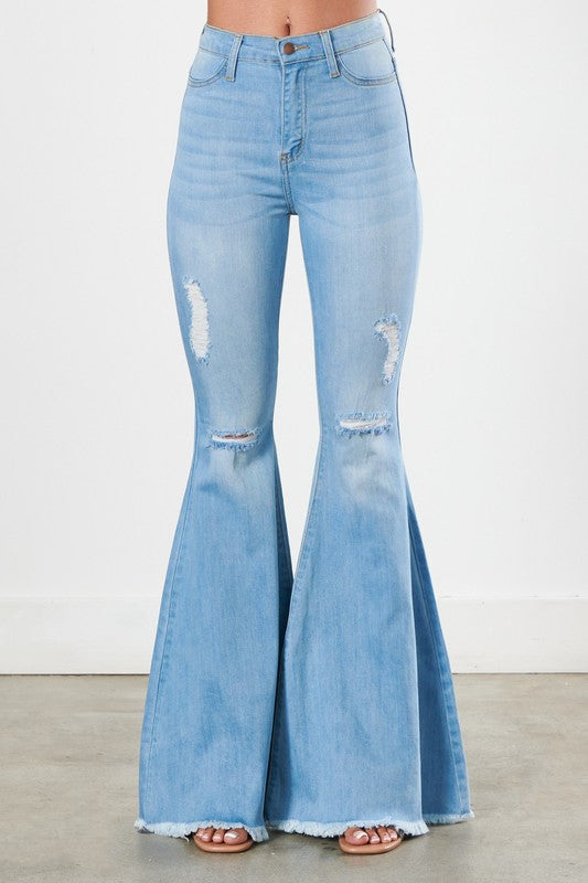 Reina Distressed Flare Jeans