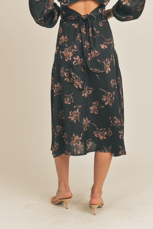 Sandy Side Slit Floral Print Skirt