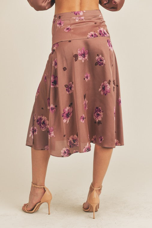 Sandy Side Slit Floral Print Skirt