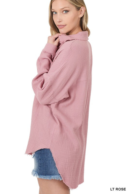 Liliana Oversized Raw Edge Shirt