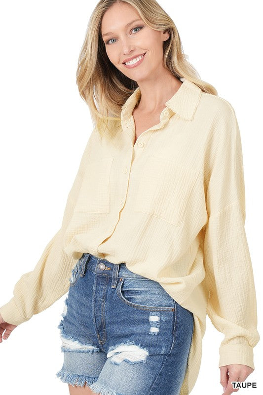 Liliana Oversized Raw Edge Shirt