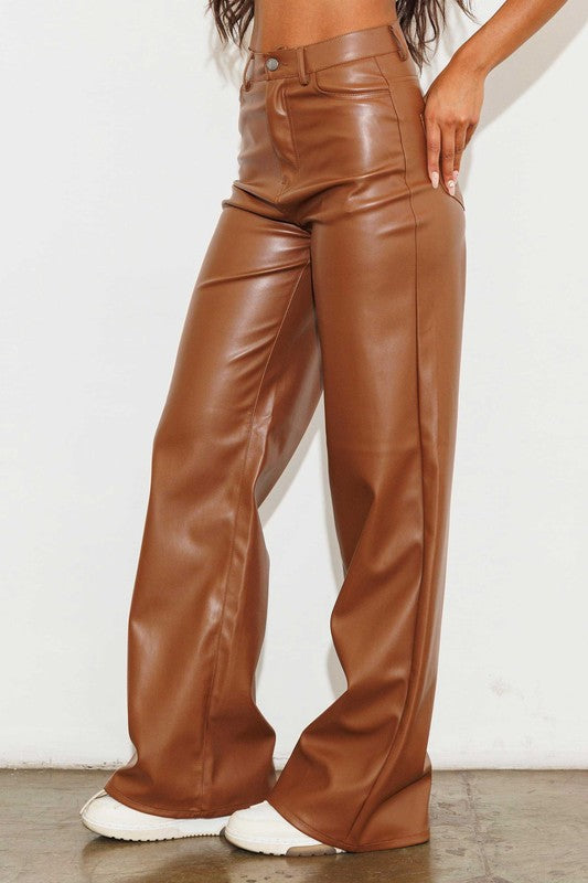 Venetia Leather Wide Leg Pants