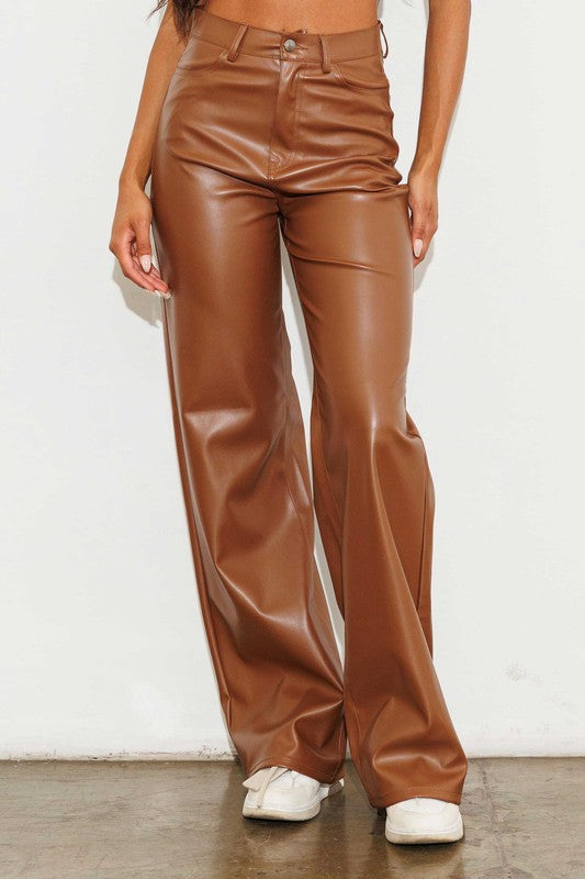 Venetia Leather Wide Leg Pants