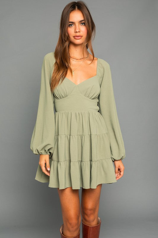 Lola Long Sleeve Open Back Dress