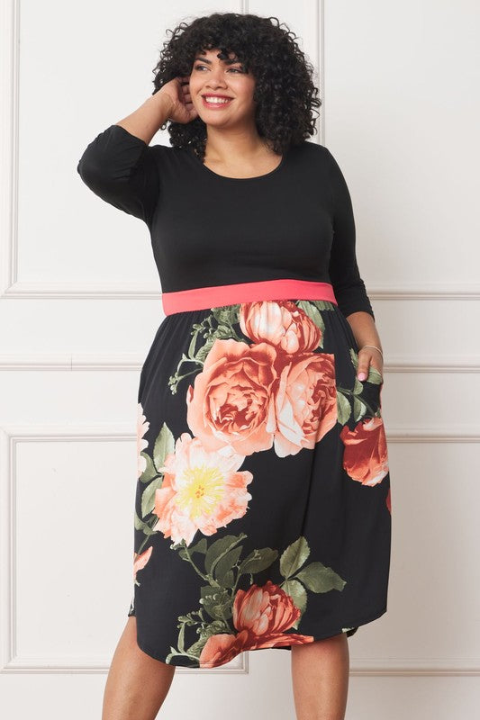 Persephone Hem Band Midi Dress (Plus)