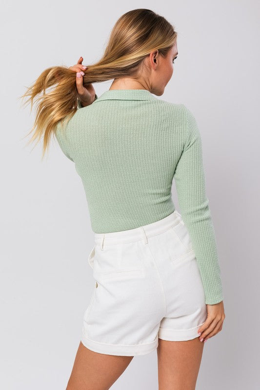 Lydia Long Sleeve Collared Bodysuit