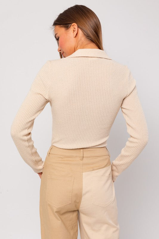 Lydia Long Sleeve Collared Bodysuit