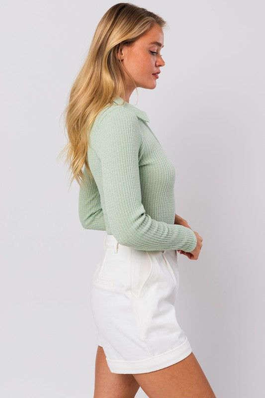 Lydia Long Sleeve Collared Bodysuit