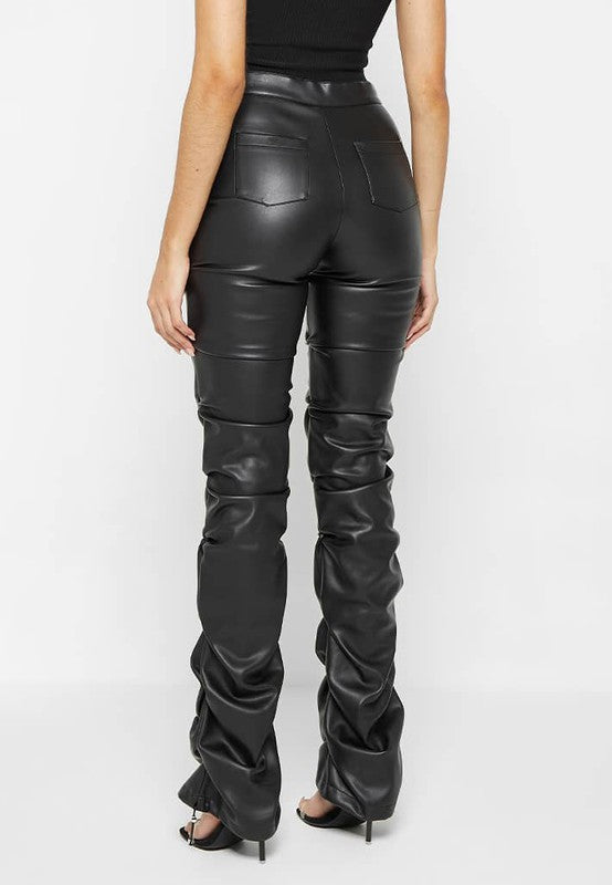 Selena Pu Leather Pants: Black