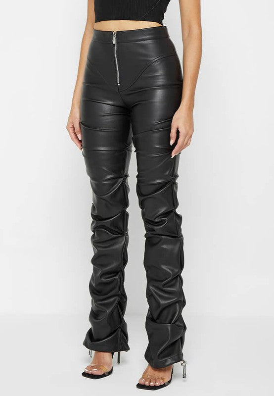 Selena Pu Leather Pants: Black