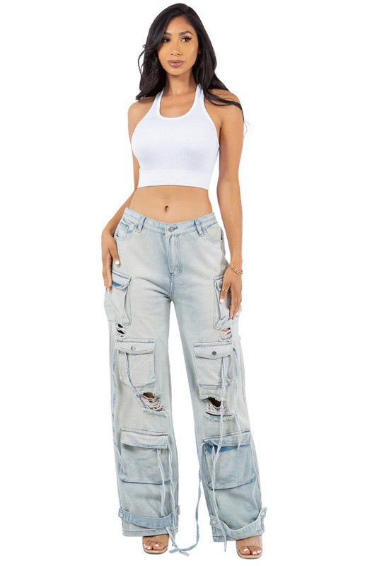 Tristen Cargo Style Denim Pants