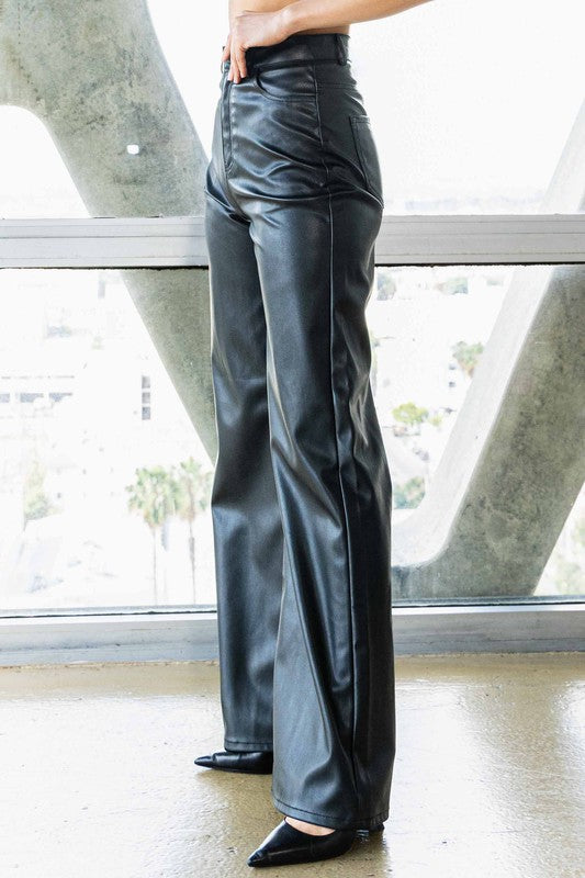 Venetia Leather Wide Leg Pants