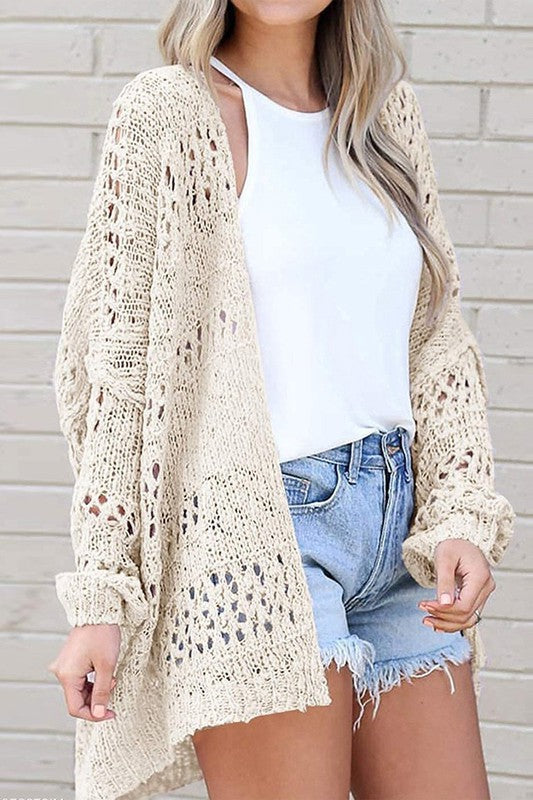 Darla Crochet Knit Sleeve Cardigan