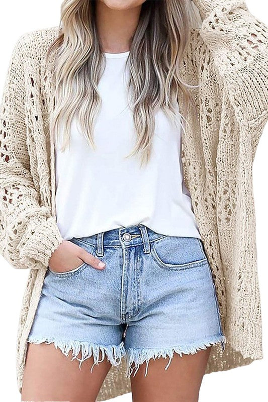 Darla Crochet Knit Sleeve Cardigan