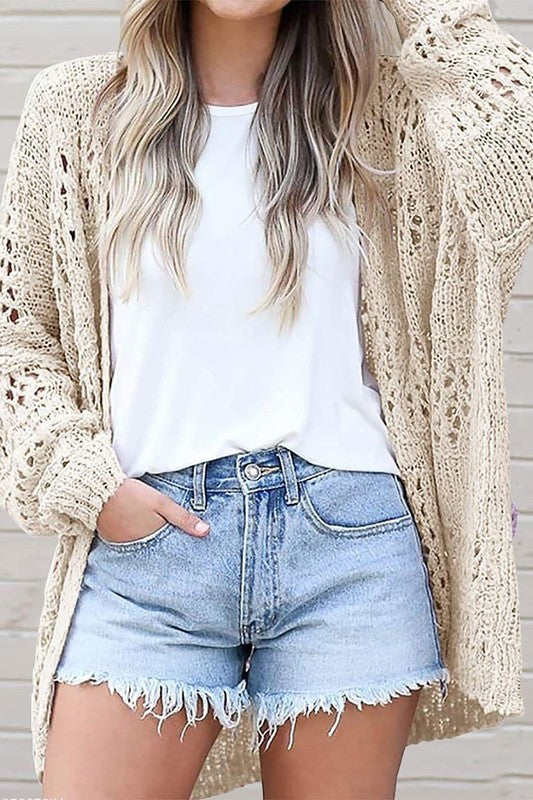 Darla Crochet Knit Sleeve Cardigan