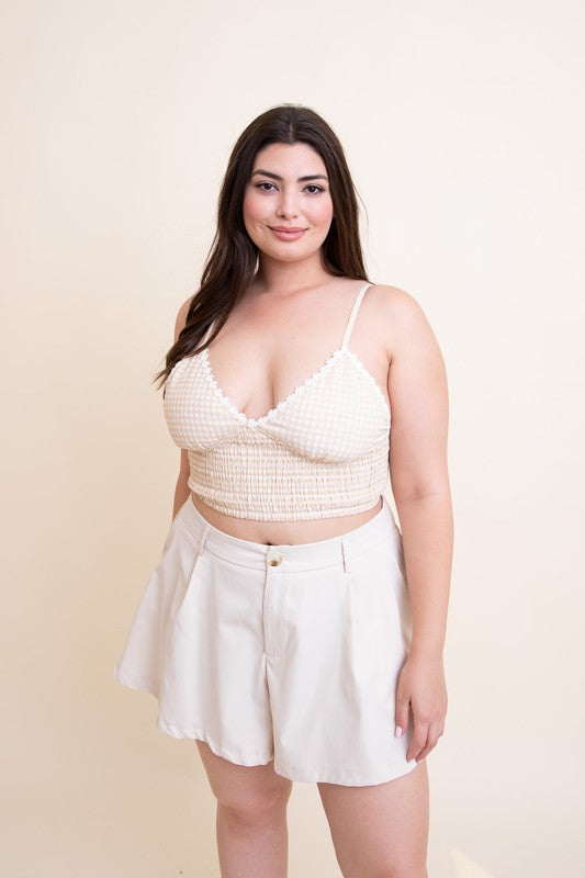 Pamela Gingham Smocked Bralette (Plus)