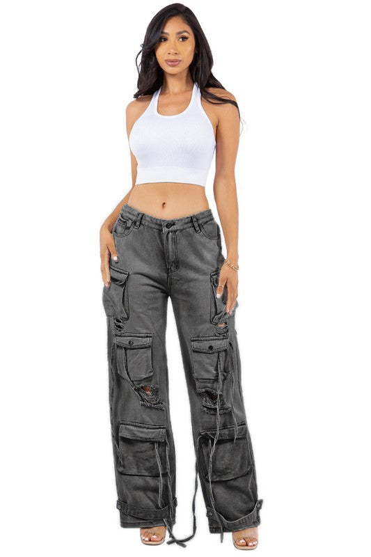 Tristen Cargo Style Denim Pants