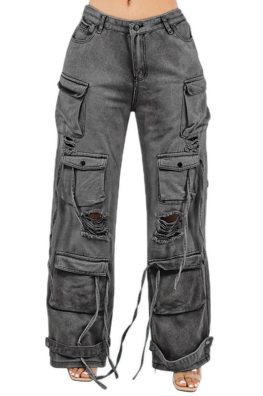 Tristen Cargo Style Denim Pants