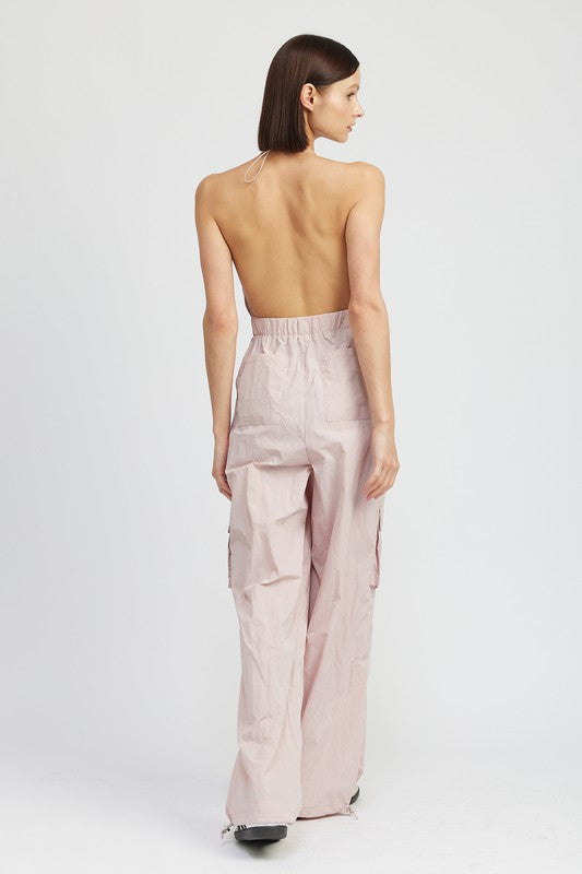 Toni Spaghetti Strap Cargo Jumpsuit