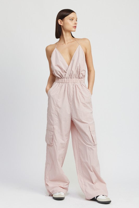 Toni Spaghetti Strap Cargo Jumpsuit