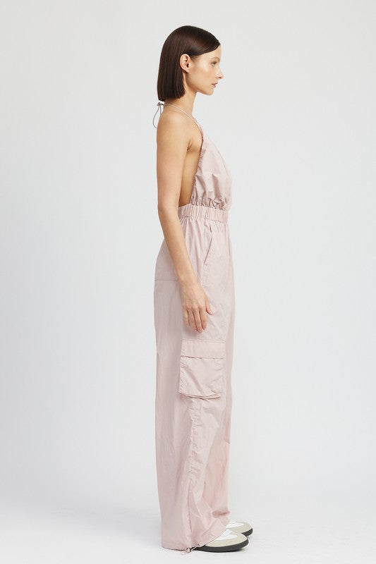 Toni Spaghetti Strap Cargo Jumpsuit