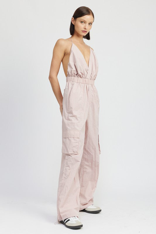 Toni Spaghetti Strap Cargo Jumpsuit