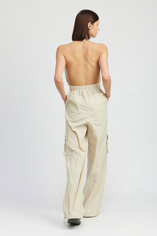 Toni Spaghetti Strap Cargo Jumpsuit