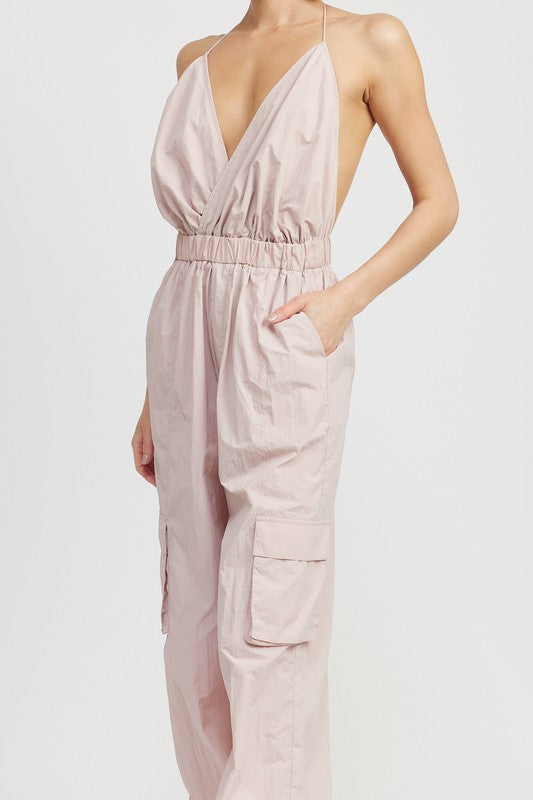 Toni Spaghetti Strap Cargo Jumpsuit