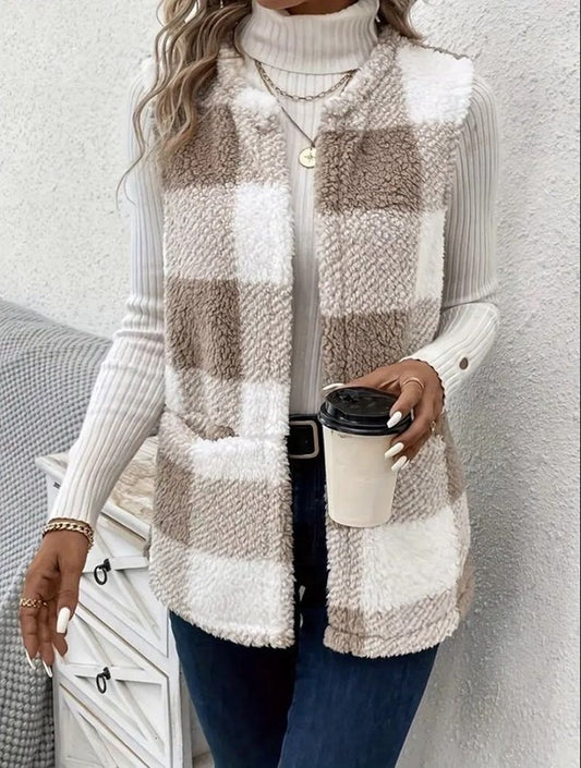 Paris Sherpa Plaid Vest