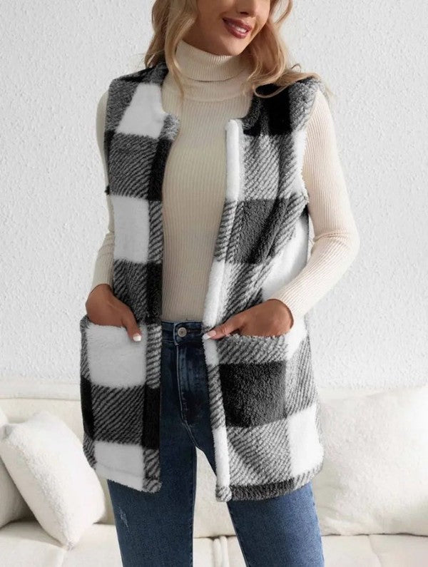 Paris Sherpa Plaid Vest