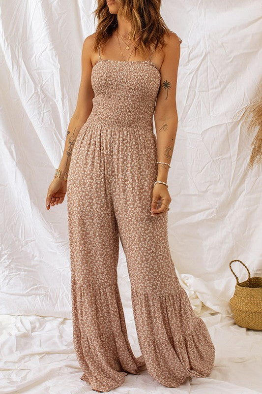 Irene Smocked Floral Jumpsuit