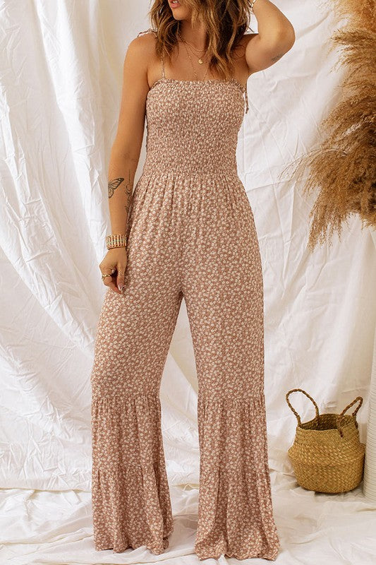 Irene Smocked Floral Jumpsuit