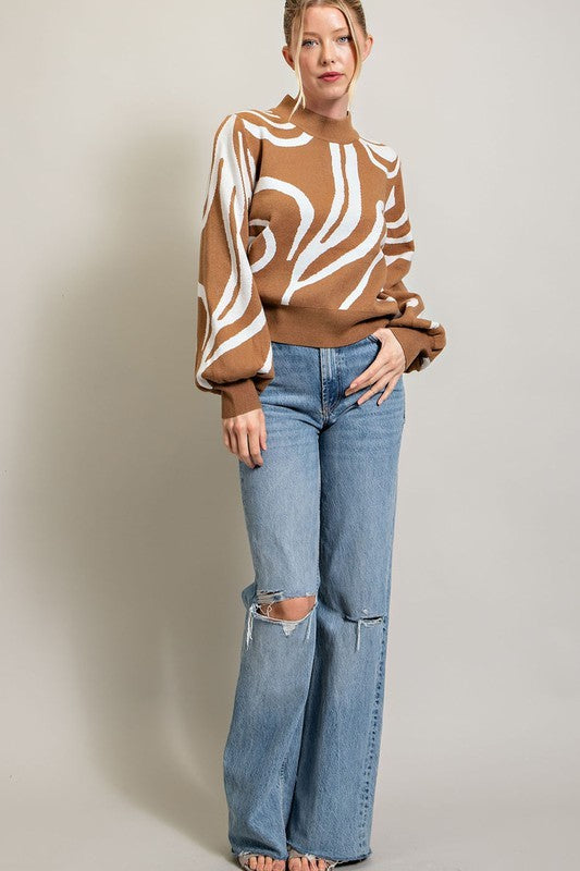 Mabel Mock Neck Printed Sweater