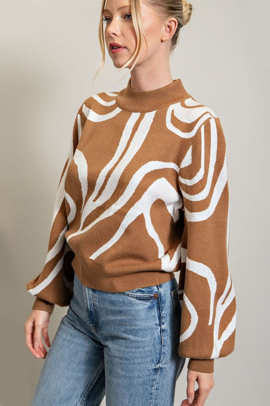 Mabel Mock Neck Printed Sweater