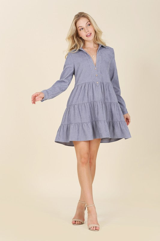 Grace Corduroy Tiered Dress