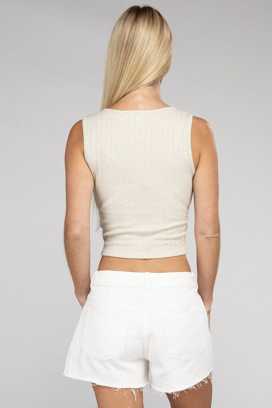 Regina Ribbed Scoop Neck Cropped Sleeveless Top