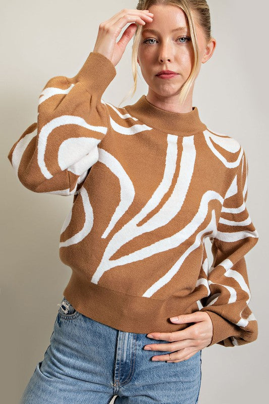 Mabel Mock Neck Printed Sweater