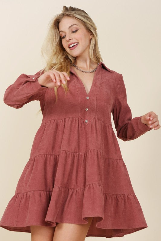 Grace Corduroy Tiered Dress