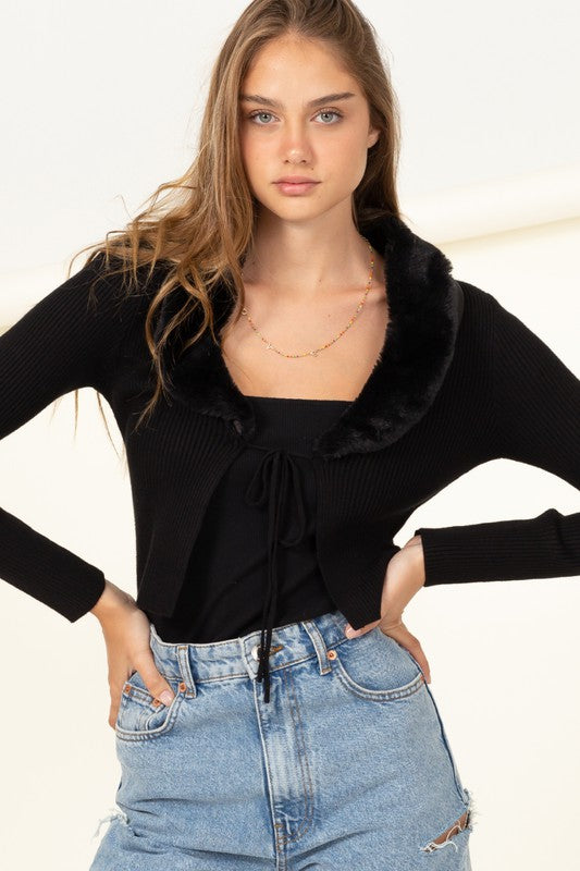 Mila Front Tie RIbbed Cardigan