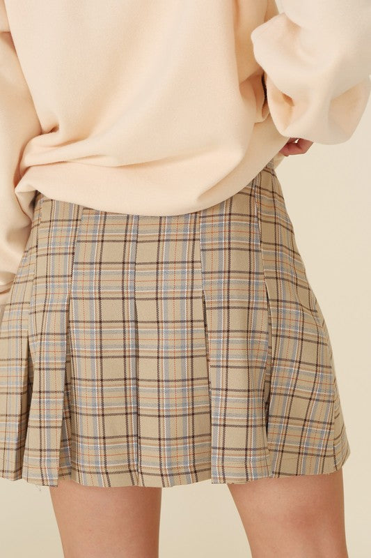 Ixtli Plaid Pleated Mini Skirt