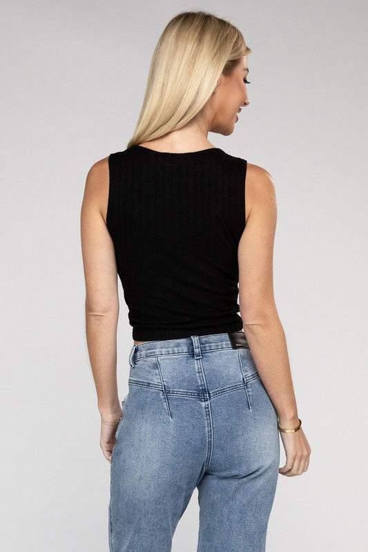 Regina Ribbed Scoop Neck Cropped Sleeveless Top