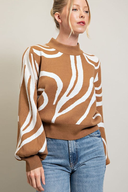 Mabel Mock Neck Printed Sweater